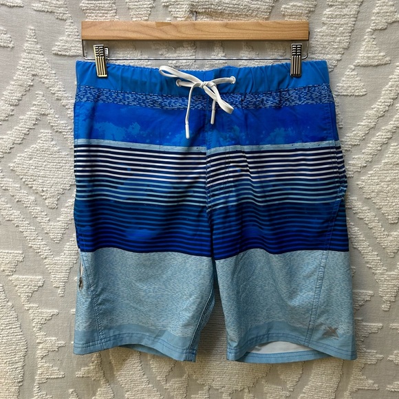 Zeroxposur Blue Striped Board Shorts, M - Picture 1 of 7